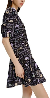 (Women) KARL LAGERFELD Luxury Letter Print Short Sleeve Mini Dress E42W1377 Sizing (Women) KARL LAGERFELD Luxury Letter Print Short Sleeve Mini Dress E42W1377