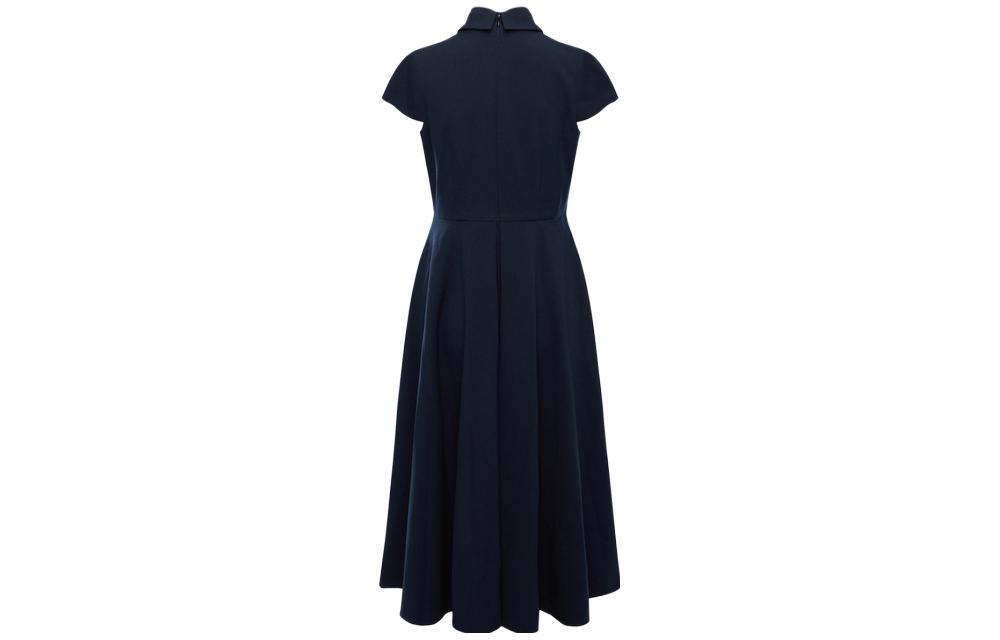 (Women) KARL LAGERFELD  Navy Blue Solid Square Neck Short Sleeve Dress E23L1376 圖 3