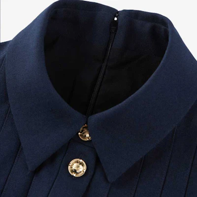 (W) 卡尔拉格斐 海军蓝纯色方领短袖连衣裙 E23L1376 Purchase (W) 卡尔拉格斐 海军蓝纯色方领短袖连衣裙 E23L1376