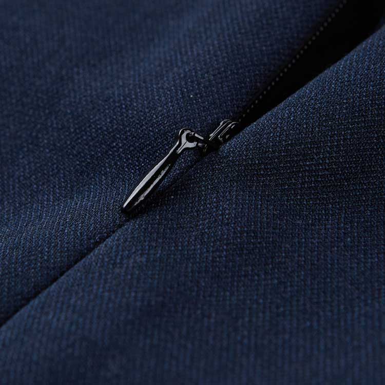 (Women) KARL LAGERFELD  Navy Blue Solid Square Neck Short Sleeve Dress E23L1376 圖 7