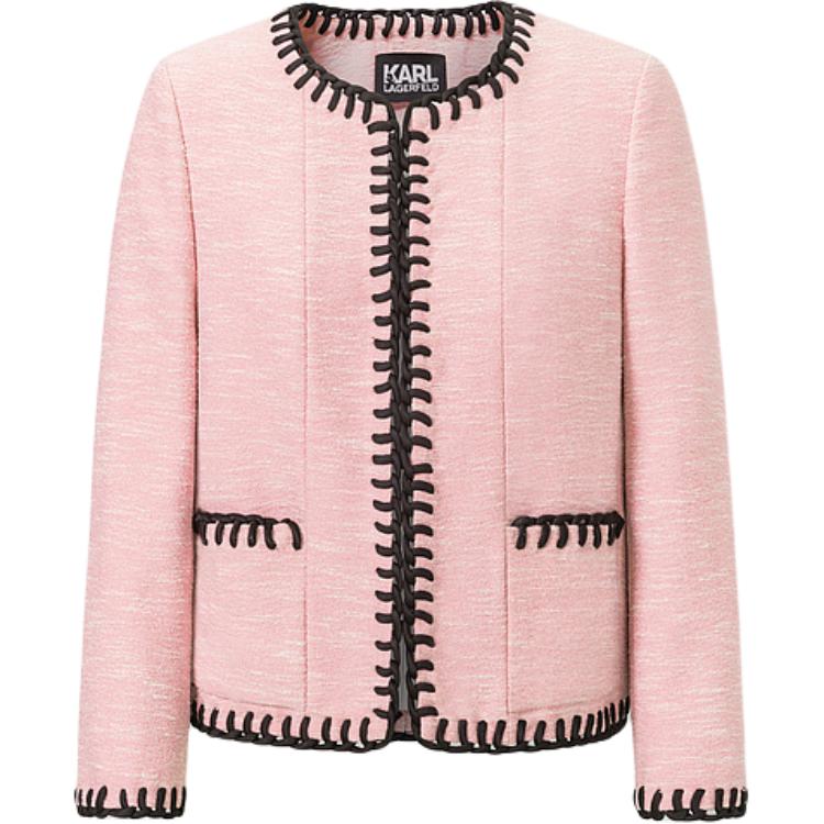 (Women) KARL LAGERFELD  Pink Colorblock Casual Long Sleeve Jacket. 241L1419