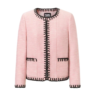 (Women) KARL LAGERFELD Pink Colorblock Casual Long Sleeve Jacket. 241L1419