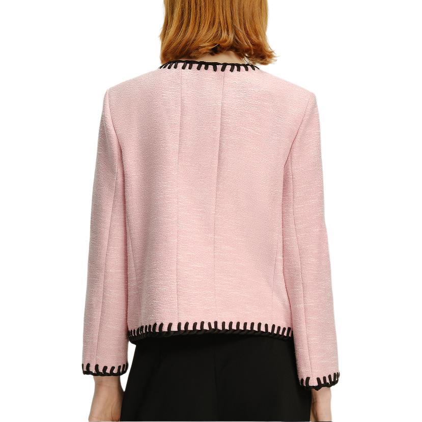 Details for (Women) KARL LAGERFELD  Pink Colorblock Casual Long Sleeve Jacket. 241L1419