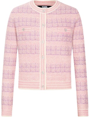 (W) 卡尔拉格斐 粉色拼色针织开衫 都市街头风潮流款式 241E2058 Order (W) 卡尔拉格斐 粉色拼色针织开衫 都市街头风潮流款式 241E2058