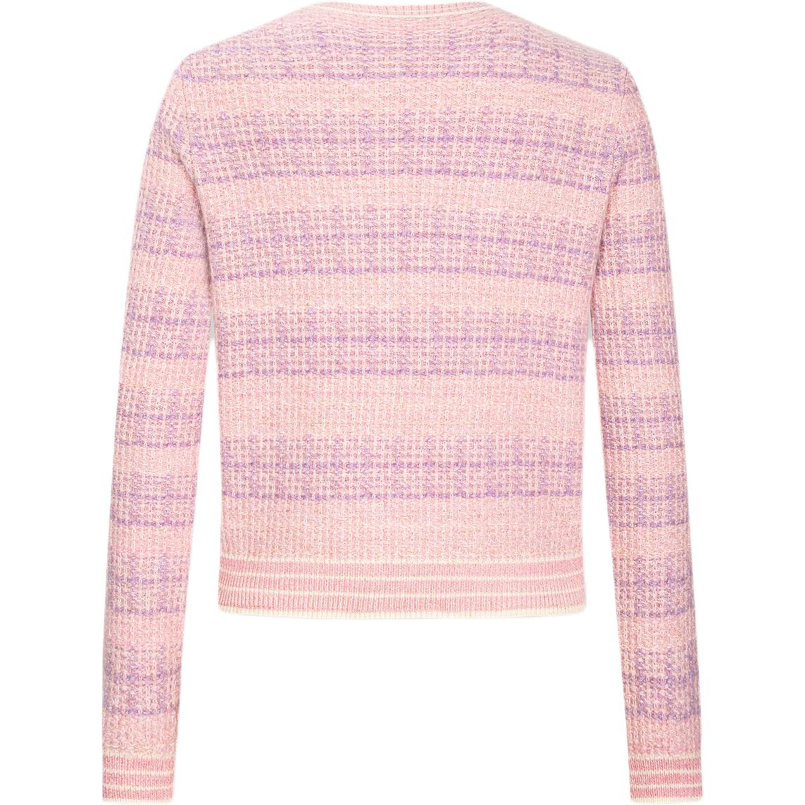 Lookbook (Women) KARL LAGERFELD  Pink Colorblock Knit Cardigan Urban Streetwear Style. 241E2058