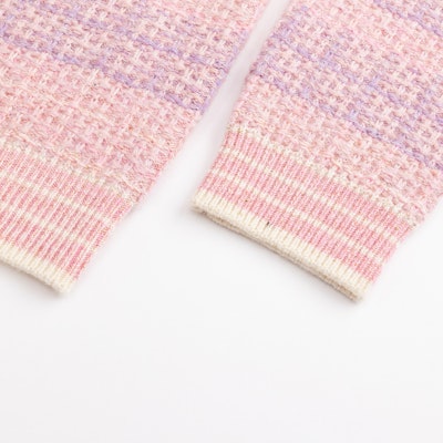 (W) 卡尔拉格斐 粉色拼色针织开衫 都市街头风潮流款式 241E2058 Purchase (W) 卡尔拉格斐 粉色拼色针织开衫 都市街头风潮流款式 241E2058