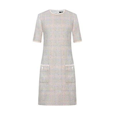 (Women) Karl Lagerfeld Pink Short-Sleeve Chic Tweed Mini Dress. K26E1311