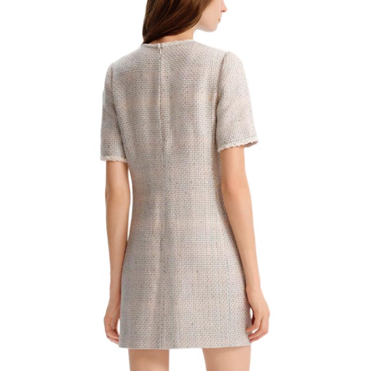 Cheap (W) Karl Lagerfeld Gaun Mini Tweed Chic Lengan Pendek Pink. K26E1311