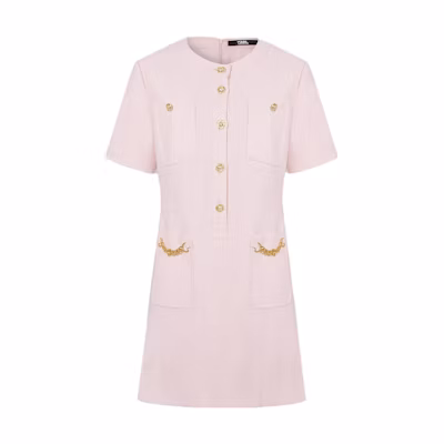 (Women) KARL LAGERFELD Pink Short Sleeve Round Neck Casual Dress E33L1302