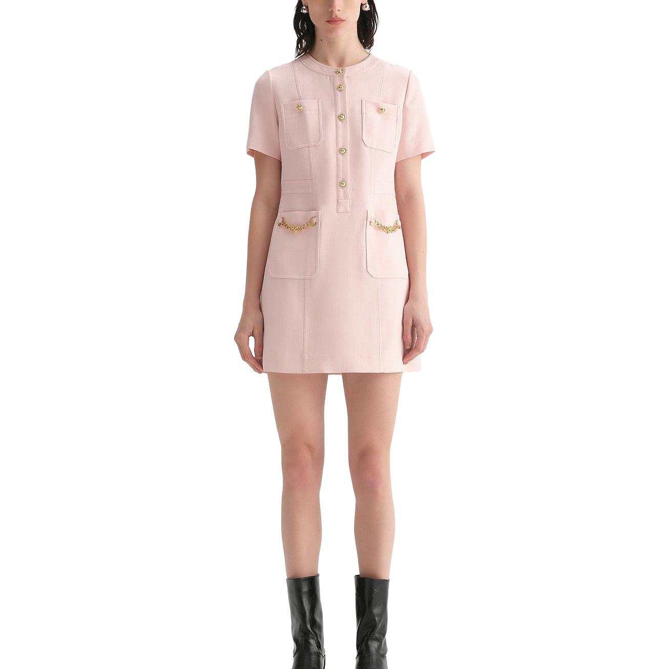 (Women) KARL LAGERFELD  Pink Short Sleeve Round Neck Casual Dress E33L1302 圖 3