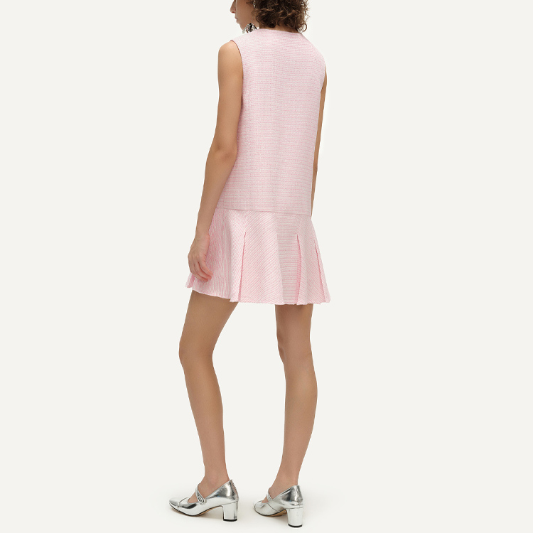 Shop (Women) KARL LAGERFELD  Pink Sleeveless Midi Dress with Pocket and Flared Hem E41W1395