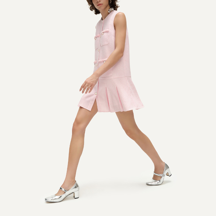 Details for (Women) KARL LAGERFELD  Pink Sleeveless Midi Dress with Pocket and Flared Hem E41W1395