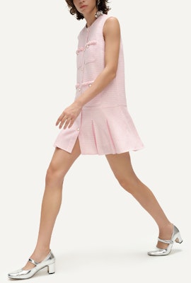 (Women) KARL LAGERFELD Pink Sleeveless Midi Dress with Pocket and Flared Hem E41W1395 Details for (Women) KARL LAGERFELD Pink Sleeveless Midi Dress with Pocket and Flared Hem E41W1395