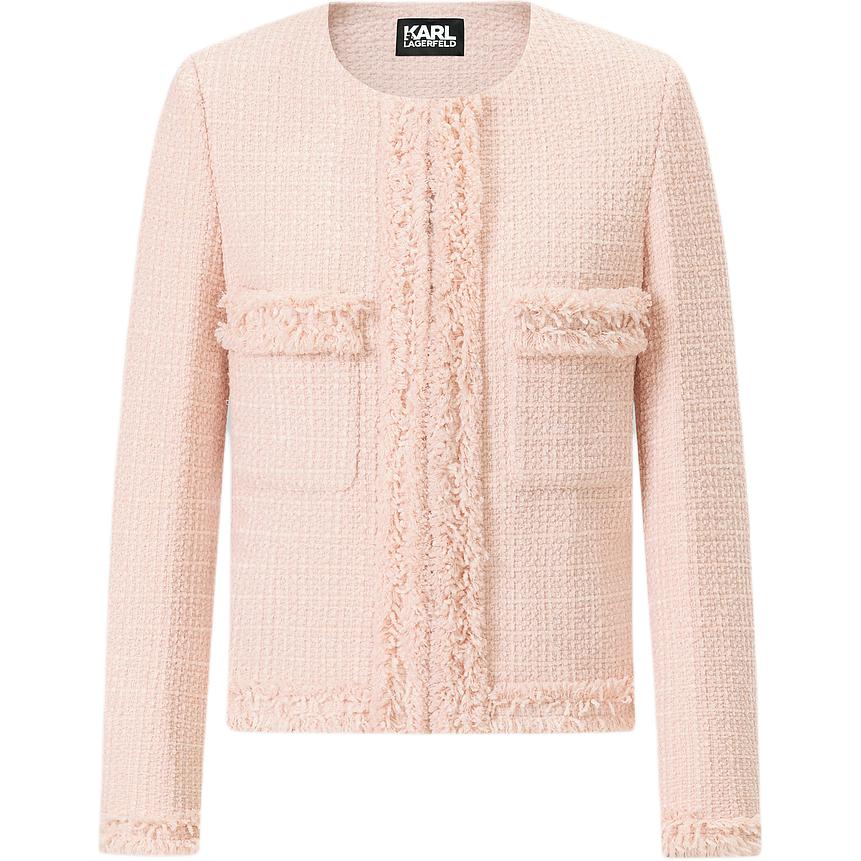 (Women) KARL LAGERFELD  Pink Tweed Button-Up Jacket. E37W15C4