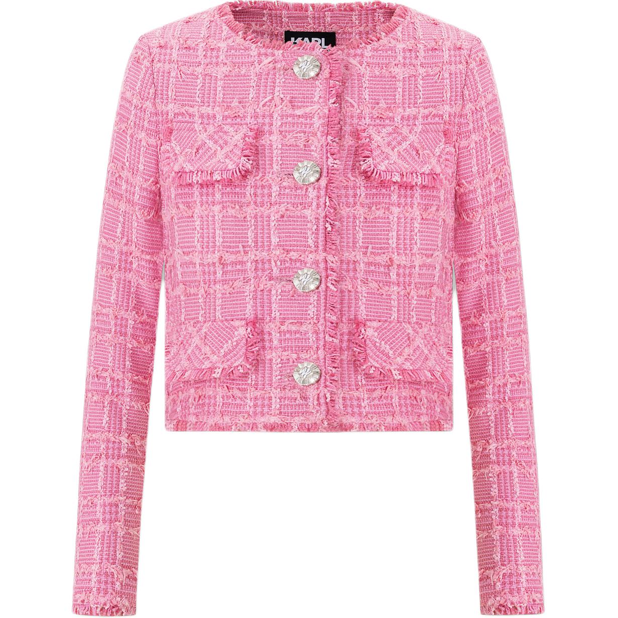 (Women) KARL LAGERFELD  Pink Tweed Long Sleeve Jacket SS24 E41W1506