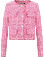 (Women) KARL LAGERFELD Pink Tweed Long Sleeve Jacket SS24 E41W1506 (Women) KARL LAGERFELD Pink Tweed Long Sleeve Jacket SS24 E41W1506