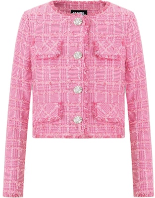 (Women) KARL LAGERFELD Pink Tweed Long Sleeve Jacket SS24 E41W1506 Buy (Women) KARL LAGERFELD Pink Tweed Long Sleeve Jacket SS24 E41W1506