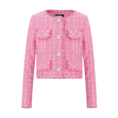 (Women) KARL LAGERFELD Pink Tweed Long Sleeve Jacket SS24 E41W1506