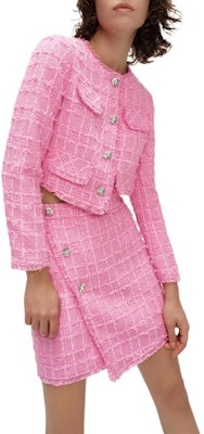 (Women) KARL LAGERFELD Pink Tweed Long Sleeve Jacket SS24 E41W1506 Details for (Women) KARL LAGERFELD Pink Tweed Long Sleeve Jacket SS24 E41W1506