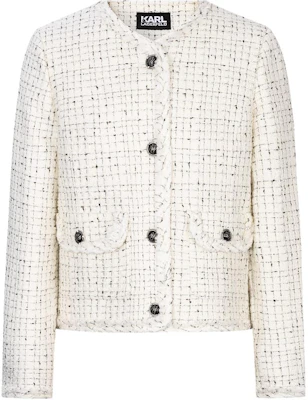 (W) KARL LAGERFELD Chaqueta Blanca Cuadros Manga Larga con Escote en V. E36W1498 Buy (W) KARL LAGERFELD Chaqueta Blanca Cuadros Manga Larga con Escote en V. E36W1498