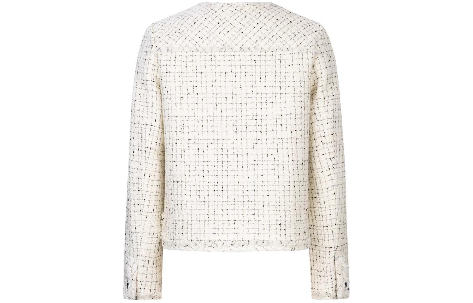 (Women) KARL LAGERFELD  Plaid V-Neck Single-Breasted Long Sleeve White Jacket E36W1498 圖 3