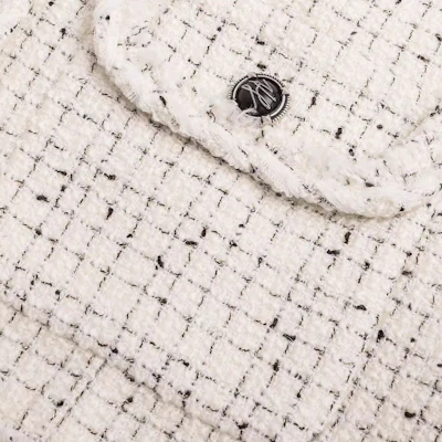 (W) KARL LAGERFELD Chaqueta Blanca Cuadros Manga Larga con Escote en V. E36W1498 Shop (W) KARL LAGERFELD Chaqueta Blanca Cuadros Manga Larga con Escote en V. E36W1498