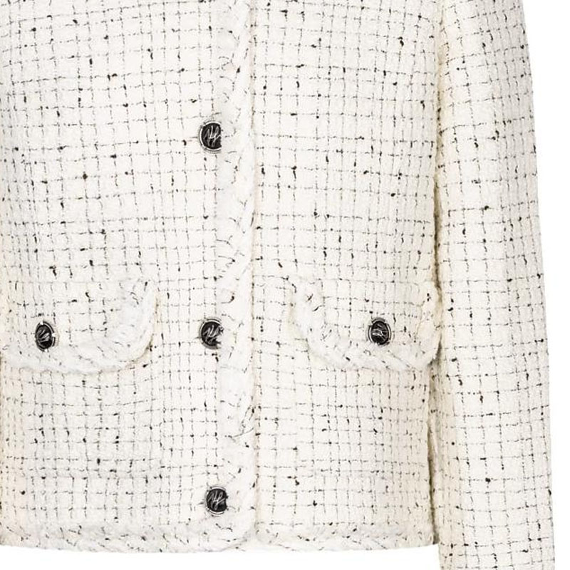 (Women) KARL LAGERFELD  Plaid V-Neck Single-Breasted Long Sleeve White Jacket E36W1498 圖 5