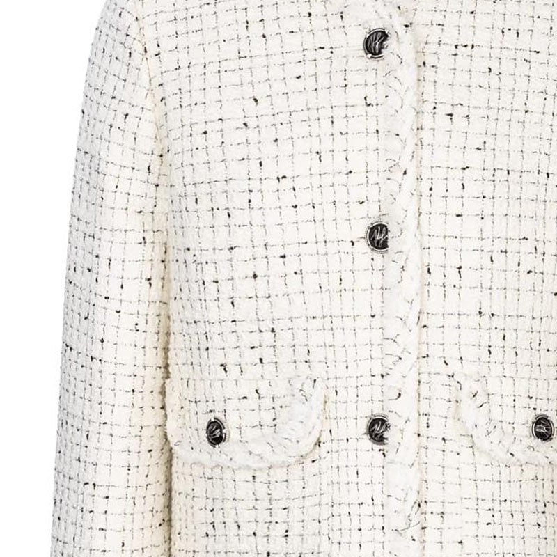 (Women) KARL LAGERFELD  Plaid V-Neck Single-Breasted Long Sleeve White Jacket E36W1498 圖 7