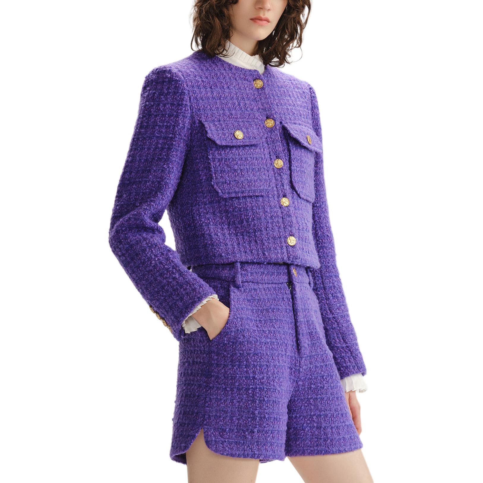 Purchase (W) KARL LAGERFELD 紫色粗花呢按扣外套。 236L1410