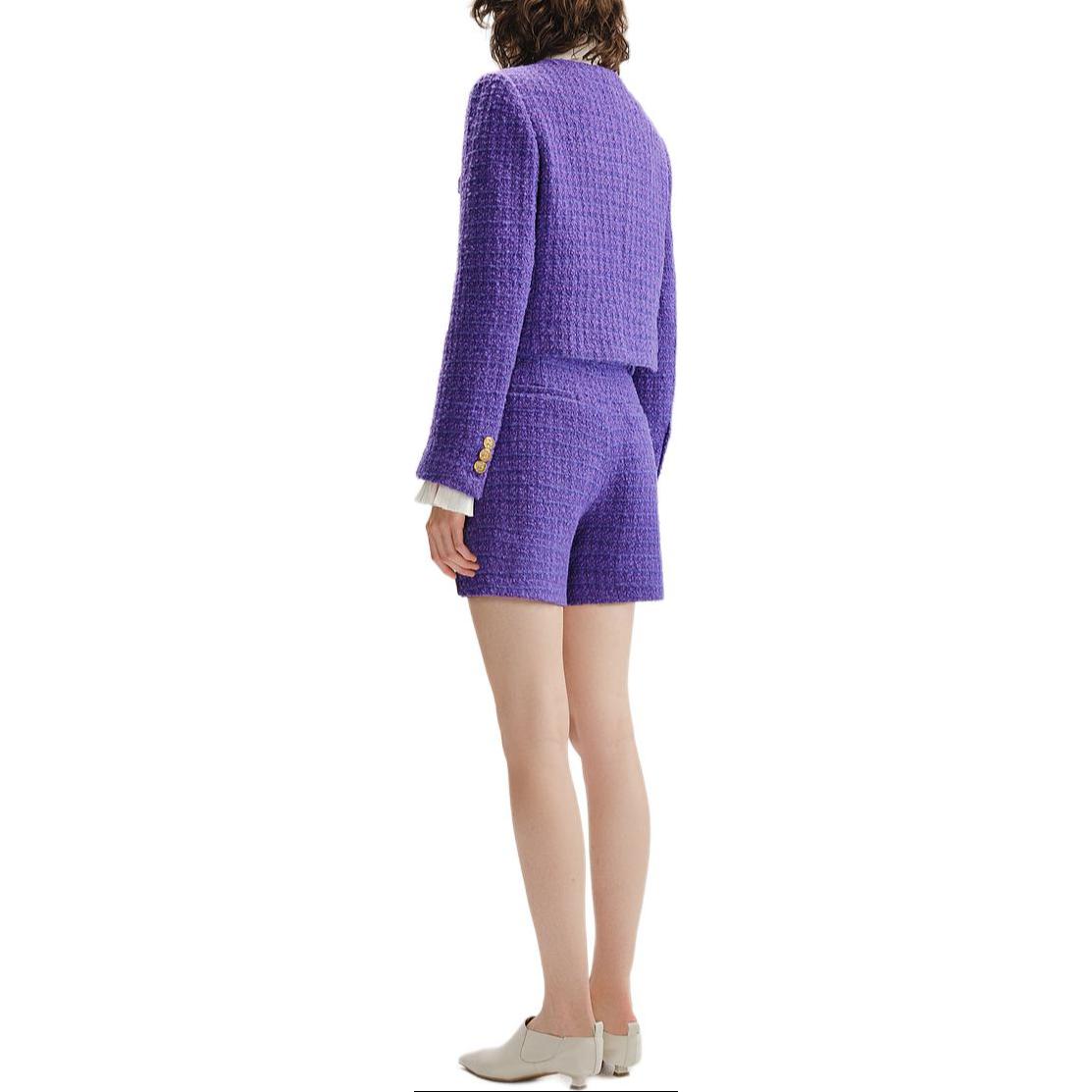 Cheap (W) KARL LAGERFELD 紫色粗花呢按扣外套。 236L1410