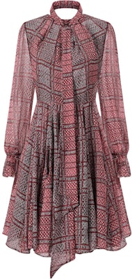 (Women) KARL LAGERFELD Red Plaid Lantern Sleeve Belted Dress. 236L1302 Order (Women) KARL LAGERFELD Red Plaid Lantern Sleeve Belted Dress. 236L1302