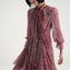 Details for (Women) KARL LAGERFELD Red Plaid Lantern Sleeve Belted Dress. 236L1302