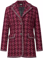 (Women) KARL LAGERFELD Red Tweed Blazer with Leather Chain Detail. 211L1503-163353 (Women) KARL LAGERFELD Red Tweed Blazer with Leather Chain Detail. 211L1503-163353