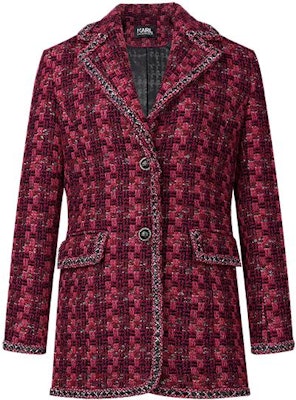(Women) KARL LAGERFELD Red Tweed Blazer with Leather Chain Detail. 211L1503-163353 Order (Women) KARL LAGERFELD Red Tweed Blazer with Leather Chain Detail. 211L1503-163353