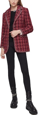 (Women) KARL LAGERFELD Red Tweed Blazer with Leather Chain Detail. 211L1503-163353 Lookbook (Women) KARL LAGERFELD Red Tweed Blazer with Leather Chain Detail. 211L1503-163353