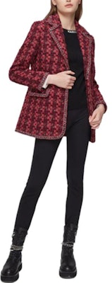 (Women) KARL LAGERFELD Red Tweed Blazer with Leather Chain Detail. 211L1503-163353 Purchase (Women) KARL LAGERFELD Red Tweed Blazer with Leather Chain Detail. 211L1503-163353