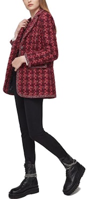 (Women) KARL LAGERFELD Red Tweed Blazer with Leather Chain Detail. 211L1503-163353 Details for (Women) KARL LAGERFELD Red Tweed Blazer with Leather Chain Detail. 211L1503-163353