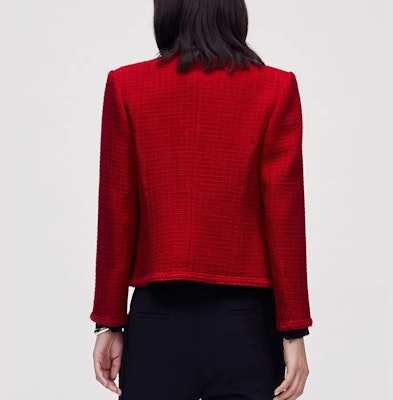 (Women) KARL LAGERFELD Red Tweed Pocket Long Sleeve Jacket 226L1409 Shop (Women) KARL LAGERFELD Red Tweed Pocket Long Sleeve Jacket 226L1409