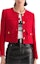 Shop (Women) KARL LAGERFELD Red Tweed Single-Breasted Round-Neck Jacket. 236L1405