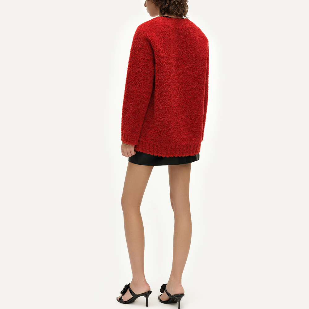 Purchase (Women) KARL LAGERFELD  Red V-Neck Button-Up Long-Sleeve Knit Cardigan. E37W15A6
