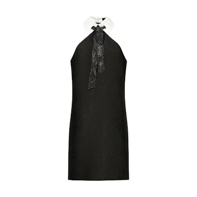 (Women) Karl Lagerfeld Sleeveless Black Colorblock Collared Short Dress 241L1359