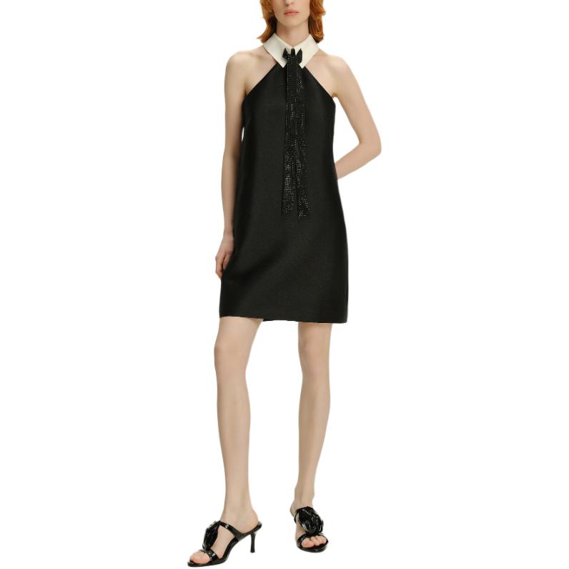 Lookbook (W) Karl Lagerfeld Tanpa Lengan Hitam Colorblock Berkerah Gaun Pendek 241L1359