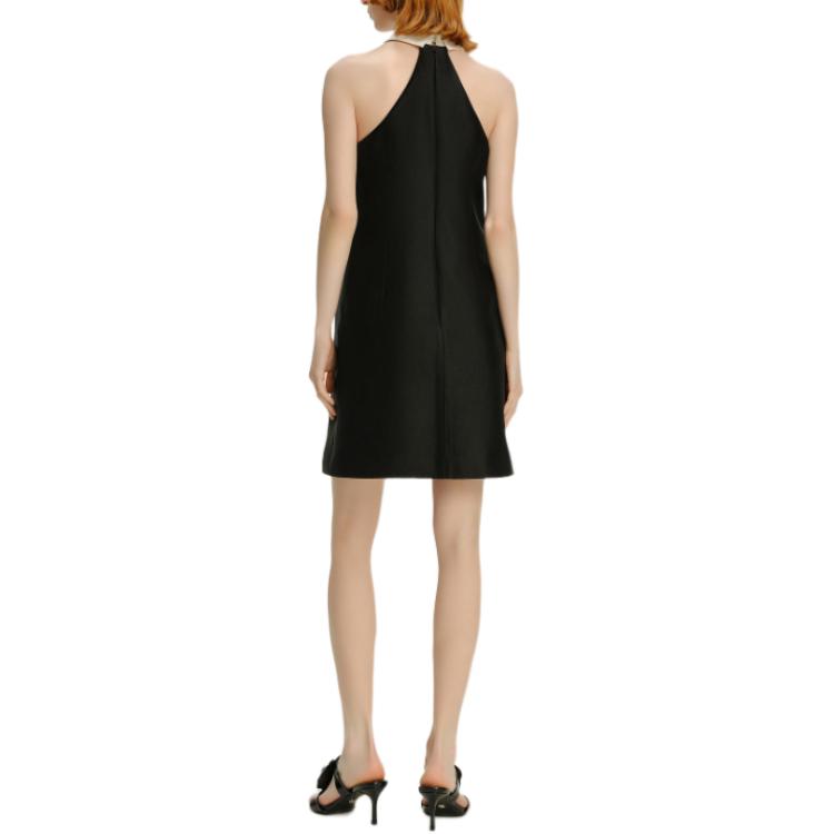 Purchase (W) Karl Lagerfeld Tanpa Lengan Hitam Colorblock Berkerah Gaun Pendek 241L1359