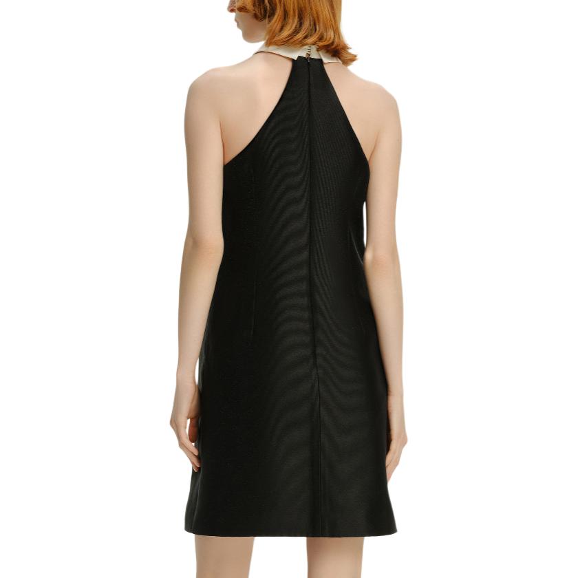 Details for (W) Karl Lagerfeld Tanpa Lengan Hitam Colorblock Berkerah Gaun Pendek 241L1359