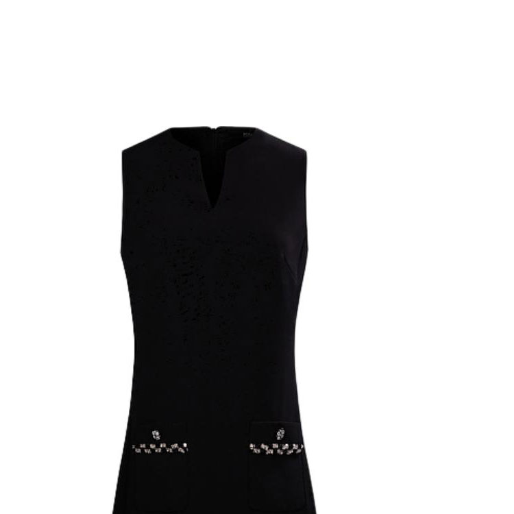 Shop (Women) Karl Lagerfeld  Sleeveless Black Midi Dress with Zipper Detail 241L1387