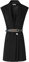 (Women) KARL LAGERFELD Sleeveless Black Tie-Waist Vest with Suit Collar 221L1415 (Women) KARL LAGERFELD Sleeveless Black Tie-Waist Vest with Suit Collar 221L1415