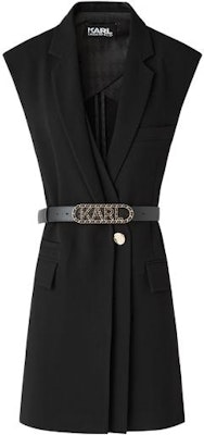 (Women) KARL LAGERFELD Sleeveless Black Tie-Waist Vest with Suit Collar 221L1415 Buy (Women) KARL LAGERFELD Sleeveless Black Tie-Waist Vest with Suit Collar 221L1415
