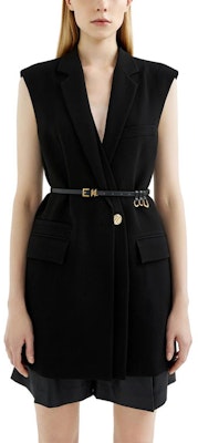 (Women) KARL LAGERFELD Sleeveless Black Tie-Waist Vest with Suit Collar 221L1415 Purchase (Women) KARL LAGERFELD Sleeveless Black Tie-Waist Vest with Suit Collar 221L1415
