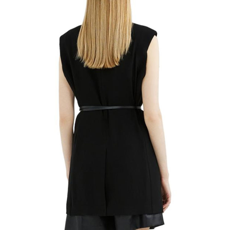 Details for (Women) KARL LAGERFELD  Sleeveless Black Tie-Waist Vest with Suit Collar 221L1415