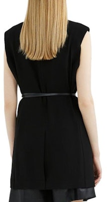 (Women) KARL LAGERFELD Sleeveless Black Tie-Waist Vest with Suit Collar 221L1415 Details for (Women) KARL LAGERFELD Sleeveless Black Tie-Waist Vest with Suit Collar 221L1415